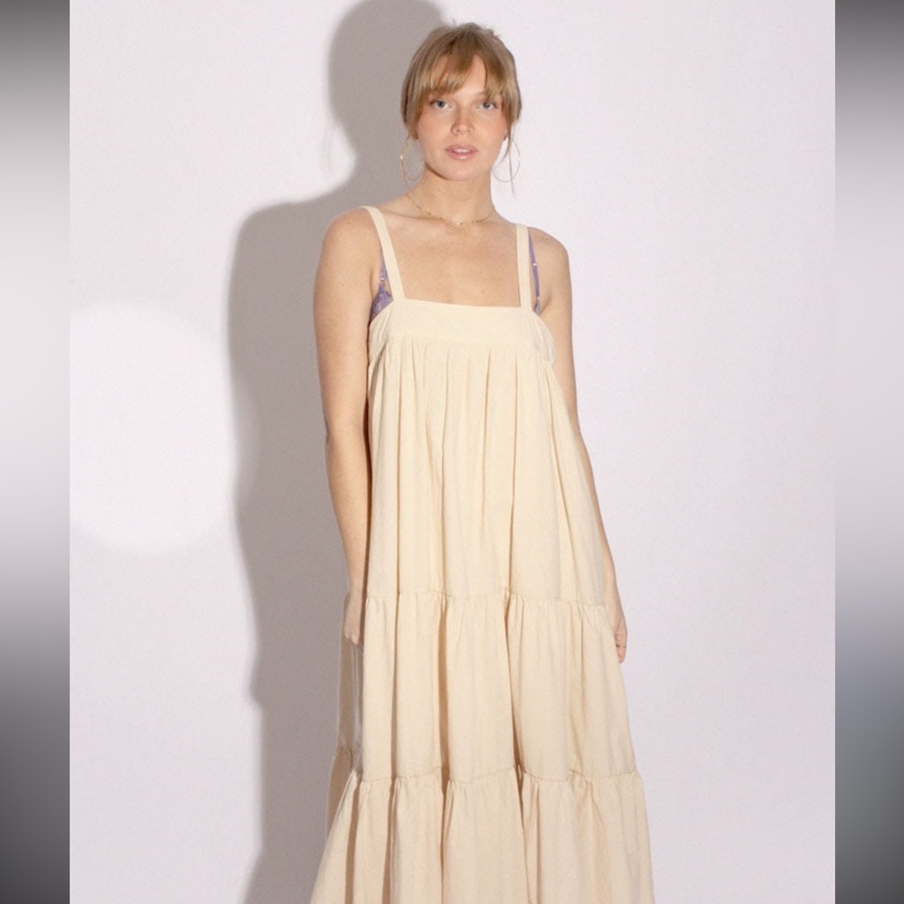 Women’s Cream Tiered Square-Neck Maxi Dress